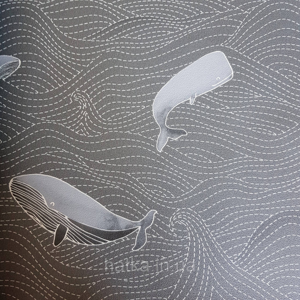 Шпалери флізелінові BN Doodleedo 0,53 х 10 м дитячі море океан риби сірі кити на чорному Київ - фото 2