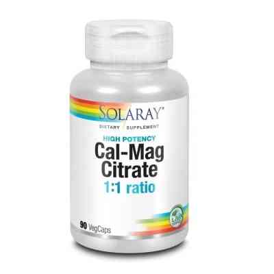 Мінерали Solaray Кальцій І Магній, Cal-Mag Citrate, High Potency, 90 капсул (SOR04524) Вінниця