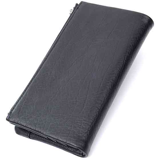 Вертикальный бумажник унисекс из мягкой натуральной кожи Черный (ST Leather) Киев
