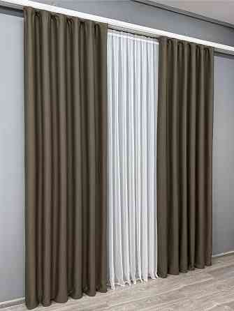 Комплект готовых штор VR-Textil Шенилл однотонный № 1591ш Кофейный 100х270 см 2 шт (31-007) Киев