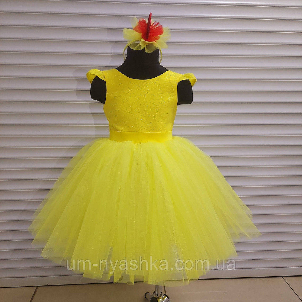 Желтое нарядное пышное платье с блестками Костюм Солнышко Цыпленок Одуванчик Кульбабка Кривой Рог - изображение 7
