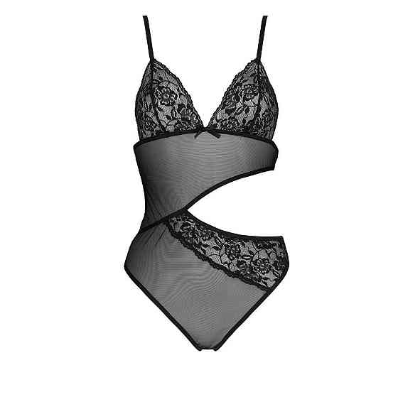 Боді з ажурним ліфом Passion CHRISTA BODY L/XL, black Sex Aura Київ