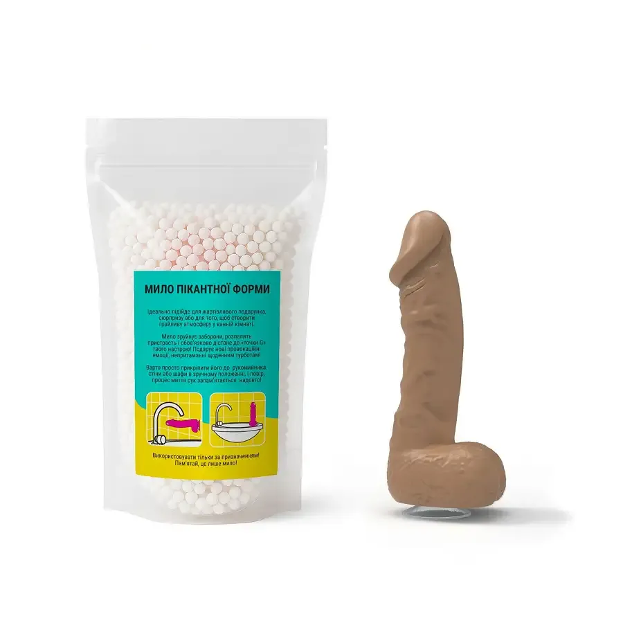 Крафтове мило-член з присоскою Чистий Кайф MEDIUM Brown, натуральне Львів - фото 4