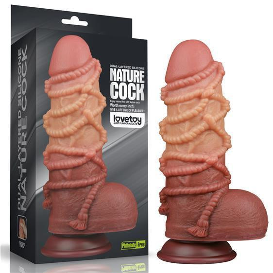 Фалоімітатор - Dual-Layered Silicone Cock With Rope 9.5" Flesh Sex Aura Київ - фото 1