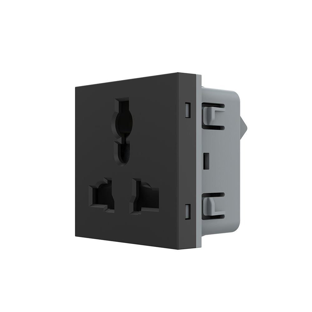 Універсальна розетка LIVOLO 12-в-1, з заземленням і шторками, чорна, 16А 250В, модуль (VL-FCT22 16A-2BP) Коломыя - изображение 7