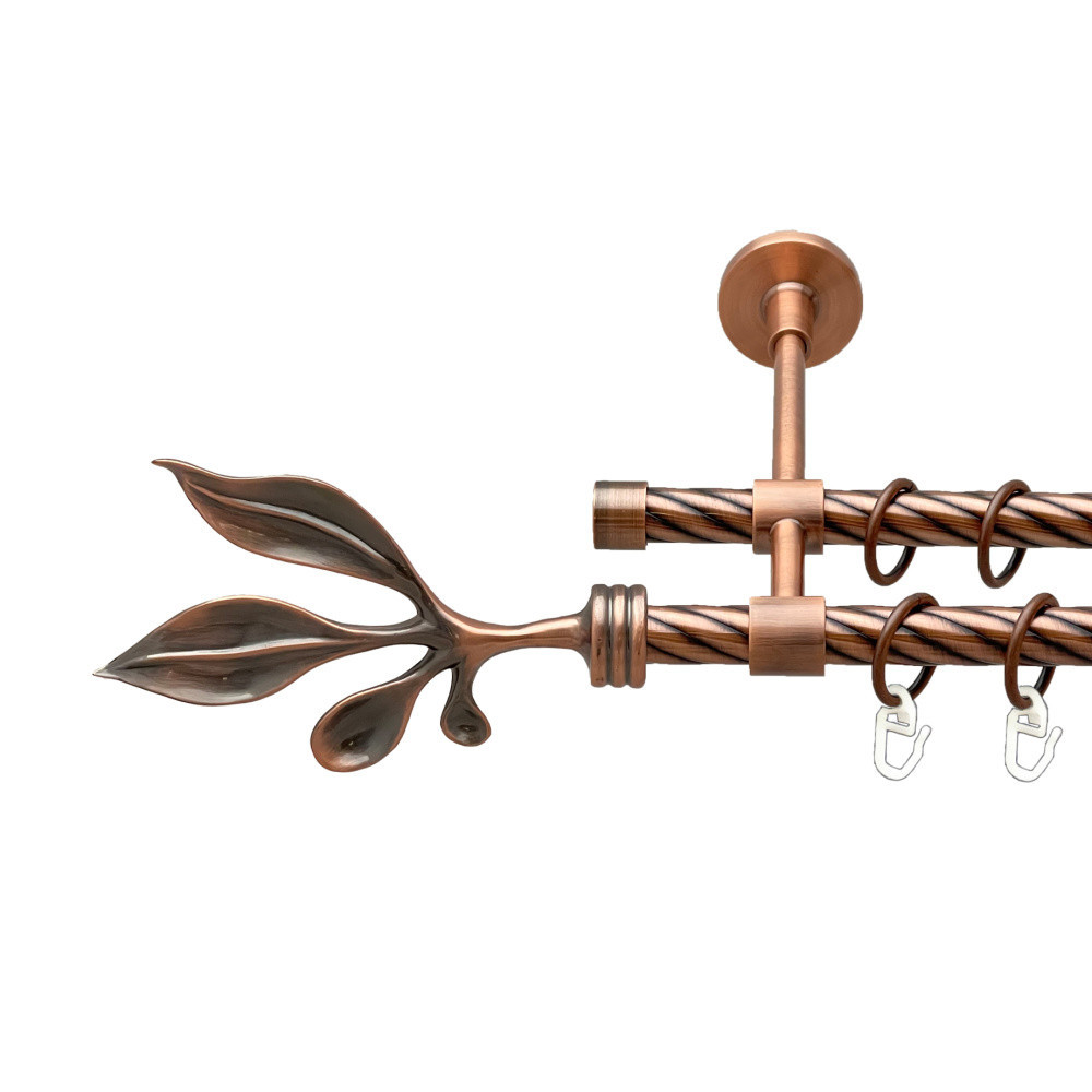 Карниз Orvit Баваро металевий дворядний закритий скручена труба кільце металеве Мідь 16\16 мм 300 см (00-00025266) Львів - фото 1