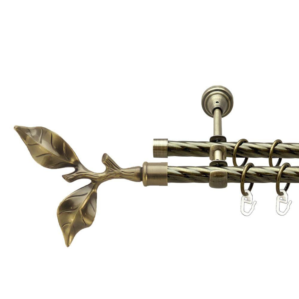 Карниз Orvit Листок Троянди металевий дворядний відкритий скручена труба кільце металеве Антик 16\16 мм 300 см (00-00022480) Львів - фото 1