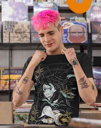 Футболка аниме Истребитель демонов оверсайз (S/M/L) Черний AnimeJ0917 Днепр