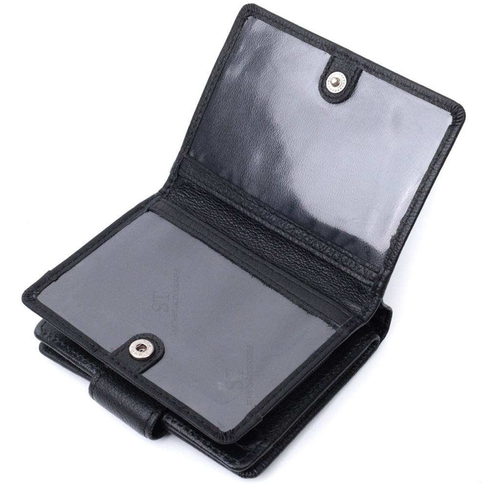 Женский кошелек с монетницей и блоком для пропусков из натуральной кожи ST Leather 22713 Черный Киев - изображение 8