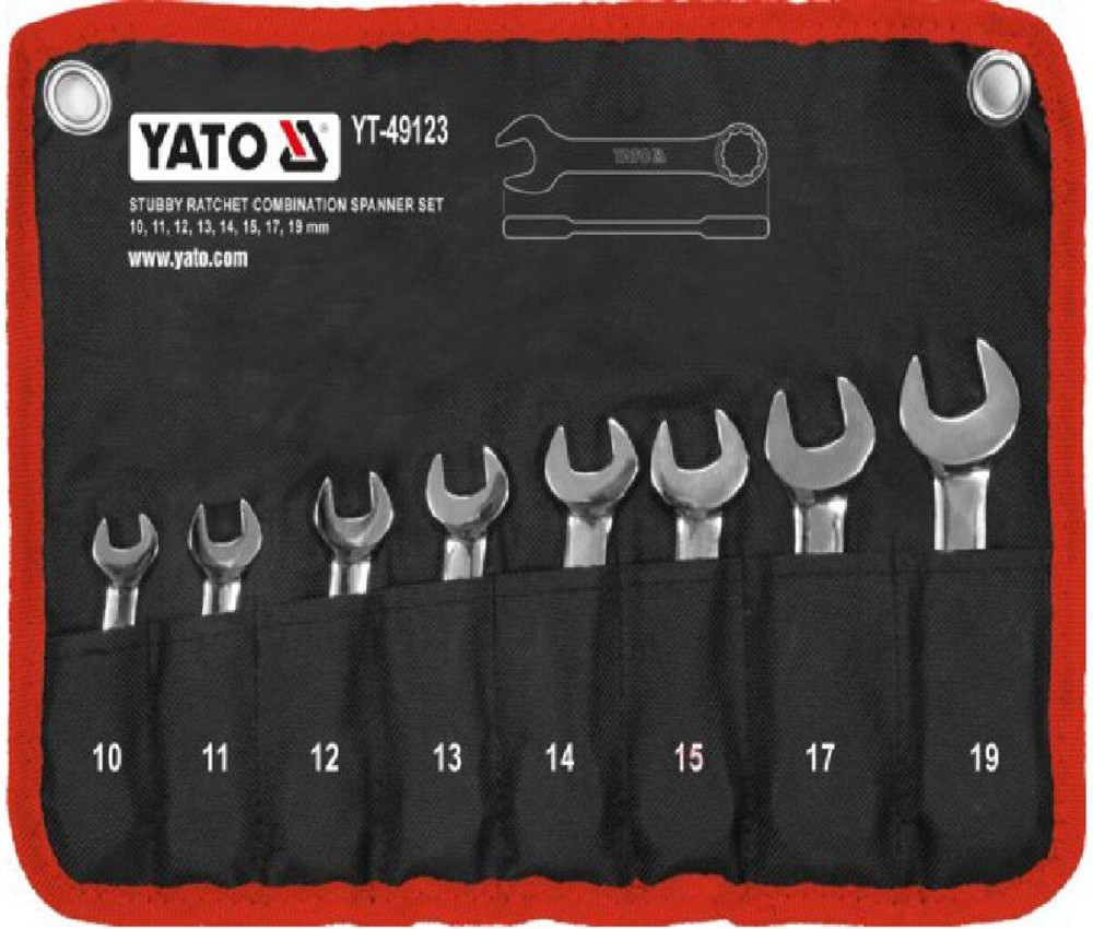 Ключі комбіновані короткі YATO з "тріскачкою"  Cr-V,  М10, 11, 12, 13, 14, 15, 17, 19 мм, 8 шт. [20] Одеса - фото 1