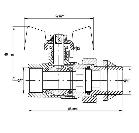 Кран з американкою 3/4" "антіпротечка"(Koer KR.227.W-Gi) білий (KR0192) Київ