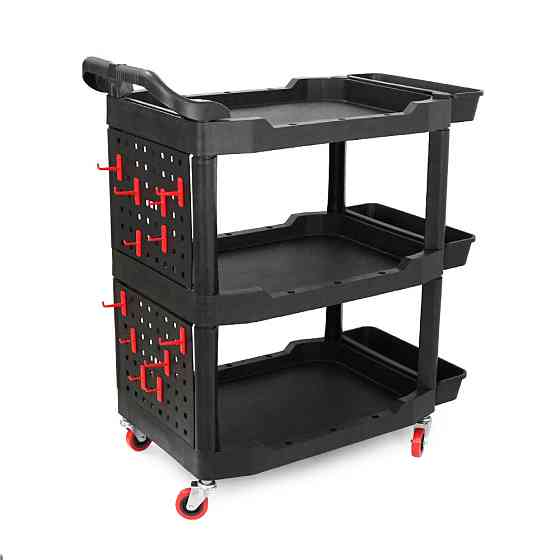 Пластиковий візок для інструментів, з перфорованою стінкою, 97.5х48х68мм, черний Київ