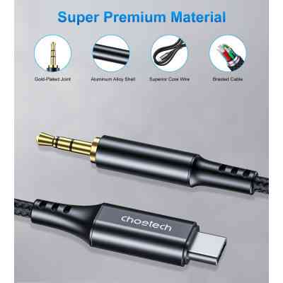 Перехідник USB-C to jack 3.5mm stereo audio (CDLA) 2.0m Choetech (AUX008-BK) Вінниця