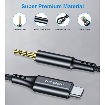 Перехідник USB-C to jack 3.5mm stereo audio (CDLA) 2.0m Choetech (AUX008-BK) Вінниця - фото 4