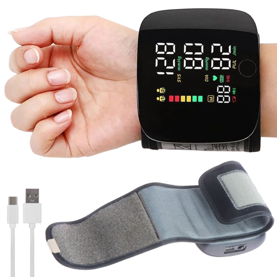 Тонометр на запястье LY-84 + Подарок Пульсоксиметр SP2  / Аппарат для измерения давления с голосом Киев