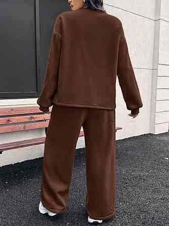 Жіночий прогулянковий костюм-двійка з термонакатом двонитка Шоколад, 48/52 Одеса