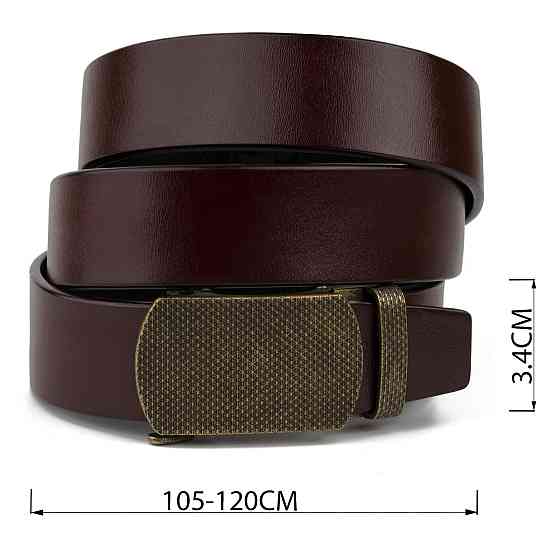 Ремінь чоловічий з зернистою пряжкою автомат Vintage 20273 Коричневий Київ