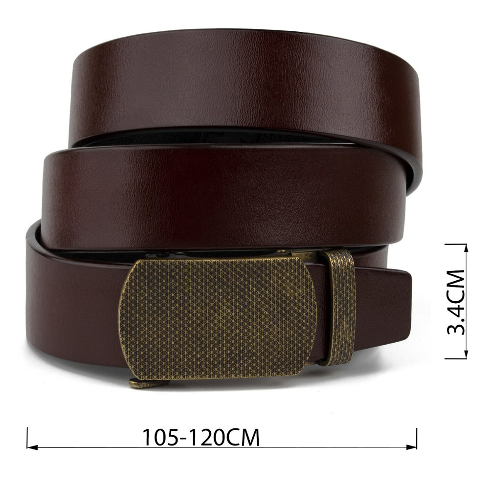 Ремень мужской с зернистой пряжкой автомат Vintage 20273 Коричневый Киев - изображение 4