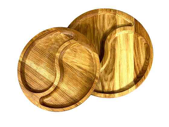 Комплект деревянных тарелок из натурального дерева диаметр 25 см и 30 см, высота 2 см Каменец-Подольский