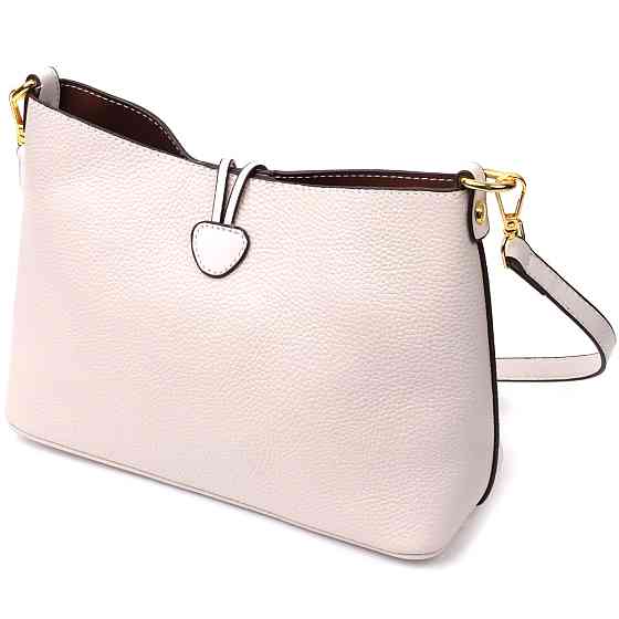 Кожаная женская сумка с оригинальной застежкой пуговкой Vintage 22321 Белая Киев