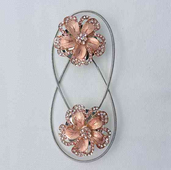 Магніти для штор та гардин "Flowers" набір 2 шт Персиковий (81-208) Київ