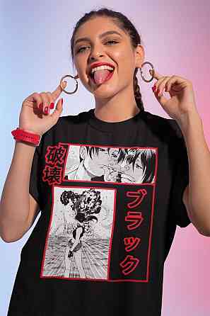 Футболка з аніме принтом Блакк Лагоон Ревй Рокороу оверсайз (S/M/L) Чорний AnimeJ0310 Дніпро