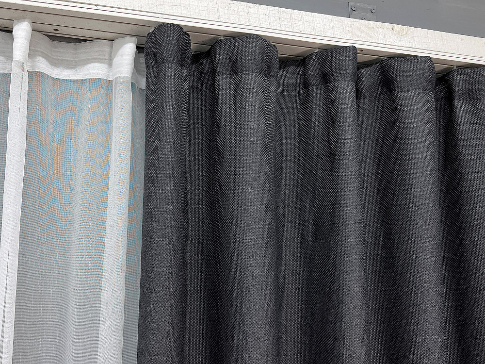 Комплект штор VR-Textil Льон Мішковина 200х270 2шт і Тюль 600х270 1161ш-1703т Графітовий з білим 71-178/7 Київ - фото 8