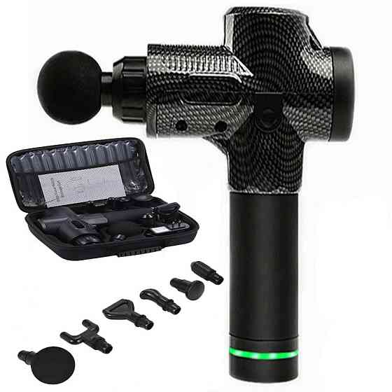 Перкуссионный массажер Rlaxyoo S3 Массажный пистолет (6 насадок + кейс) 2400 мАч 30 режимов (Карбон) Винница