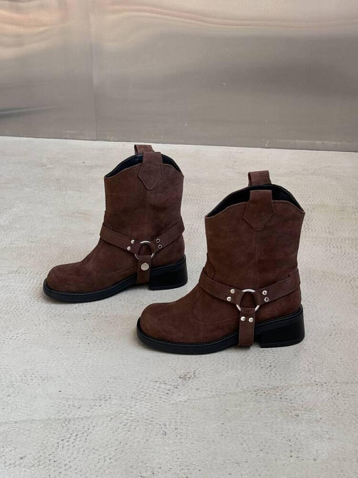 Ботинки NikArt коричневые замша натуральная высота 20 см размер 37-40 (5750) Коломия - фото 3