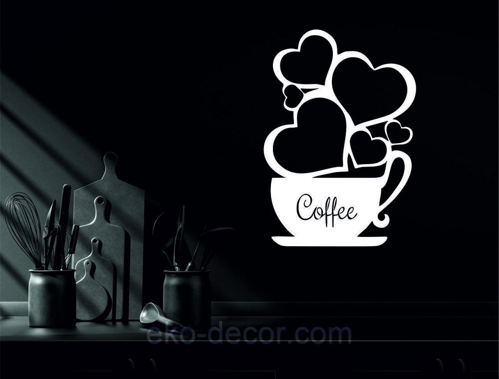 Декоративное настенное Панно «Чашка кофе», Декор на стену 110*77 см, Белый Киев - изображение 2