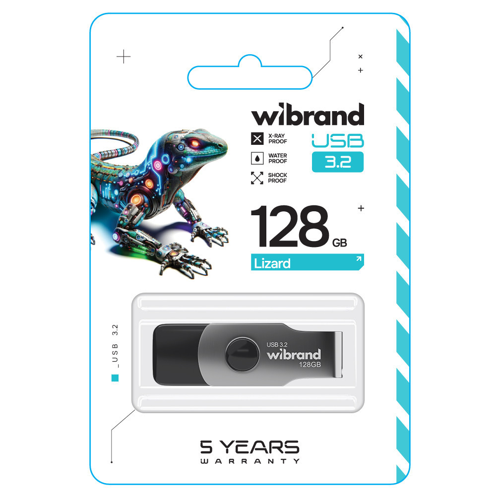 Флеш-накопичувач Wibrand USB 3.2 Gen1 Lizard 128GB Black Київ - фото 3