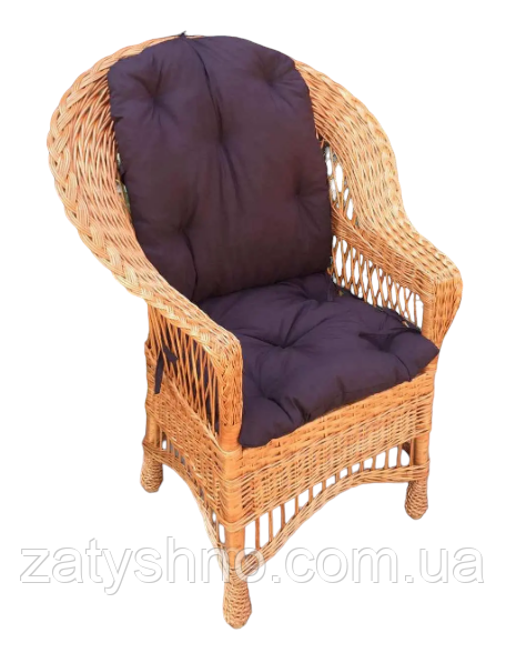 Кресло плетеное на подарок | кресло ручной работы  с накидкой | шоколадное кресло с подушкой Киев - изображение 1