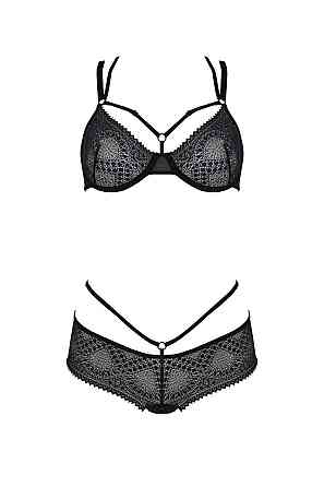 Комплект Passion DROSERA BIKINI black, S/M, бюстгальтер і трусики-кюлоти Sex Aura Київ
