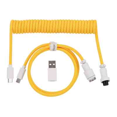 Дата кабель USB-C + USB A to USB-C 1.36m Coiled Aviator yellow Keychron (CAB16_KEYCHRON) Винница