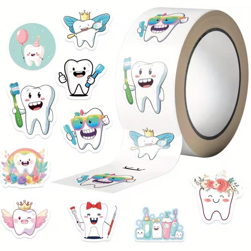 Стикеры зубчики – рулон 500 шт, милые наклейки для декора Киев - изображение 1