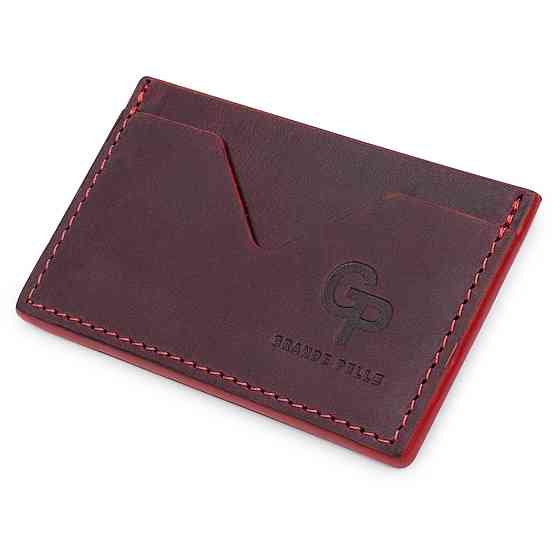 Кожаный женский картхолдер GRANDE PELLE 11527 Бордовый Киев