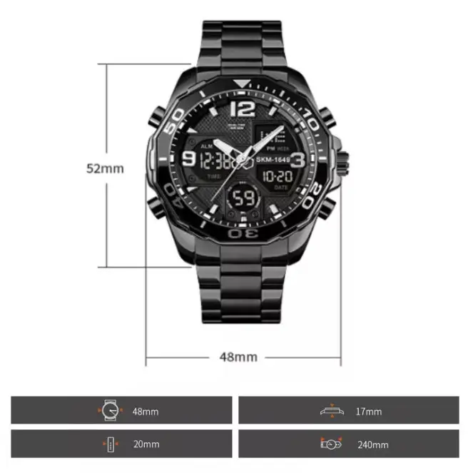 Мужские наручные часы Skmei 1649 (Черный) Киев - изображение 8