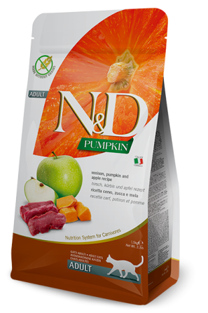 Фармина кет сух N&D CAT PUMPKIN VENISON & APPLE ADULT с тыквой, олениной и яблоком 1,5 kg 35417 Киев