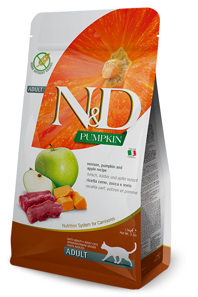 Фарміна кет сух N&D CAT PUMPKIN VENISON & APPLE ADULT з гарбузом, олениною та яблуком 1,5 kg 35417 Київ - фото 1