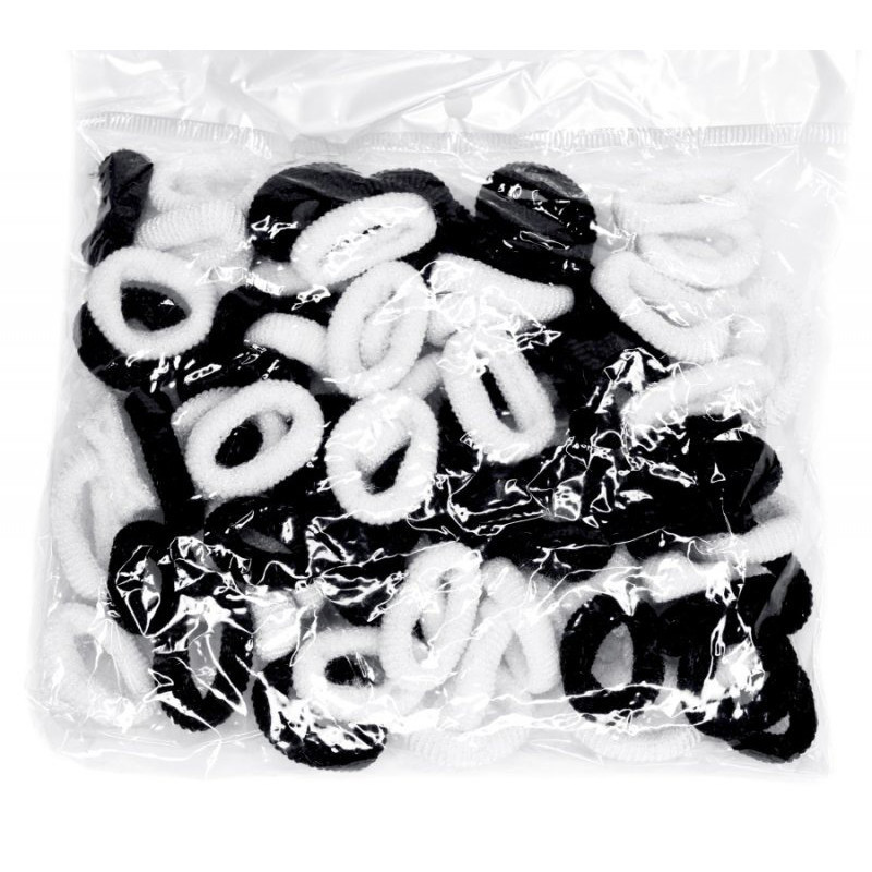 Дитяча резинка для волосся 0307-1128 мікрофібра, чорно-білий, набір 100 шт Вінниця - фото 1