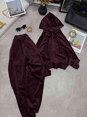 Женский повседневный велюровый костюм двойка: кофта и штаны Марсала, 50/52 Одесса