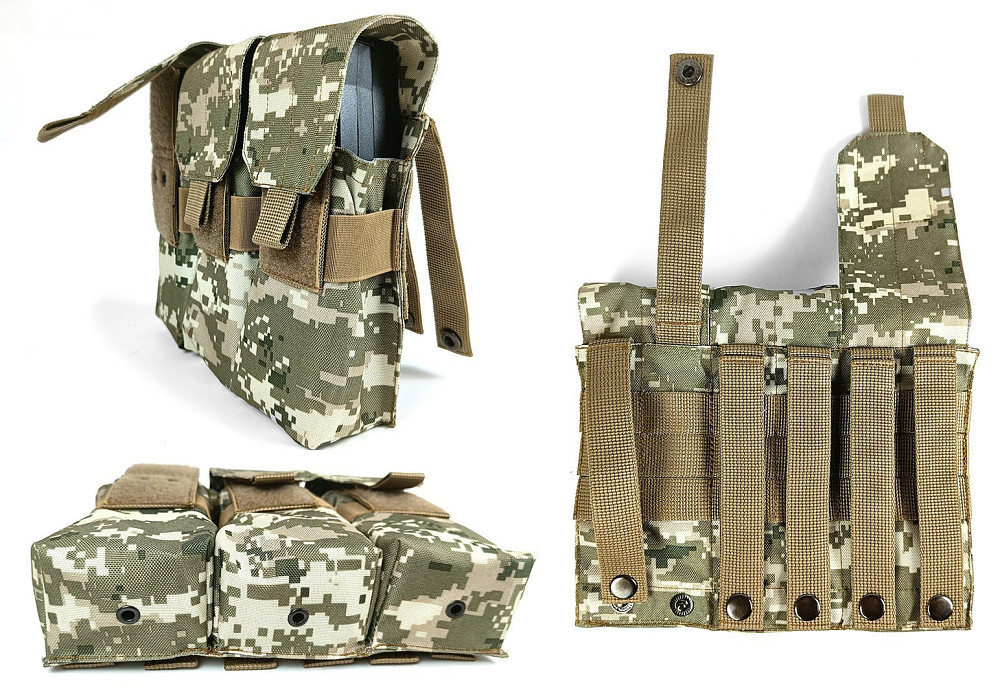 Підсумок під 6 магазінів АК/РПК потрійний піксель ЗСУ MM-14 (MOLLE, підсумок на розгрузку, жилет, РПС) Коломия - фото 1