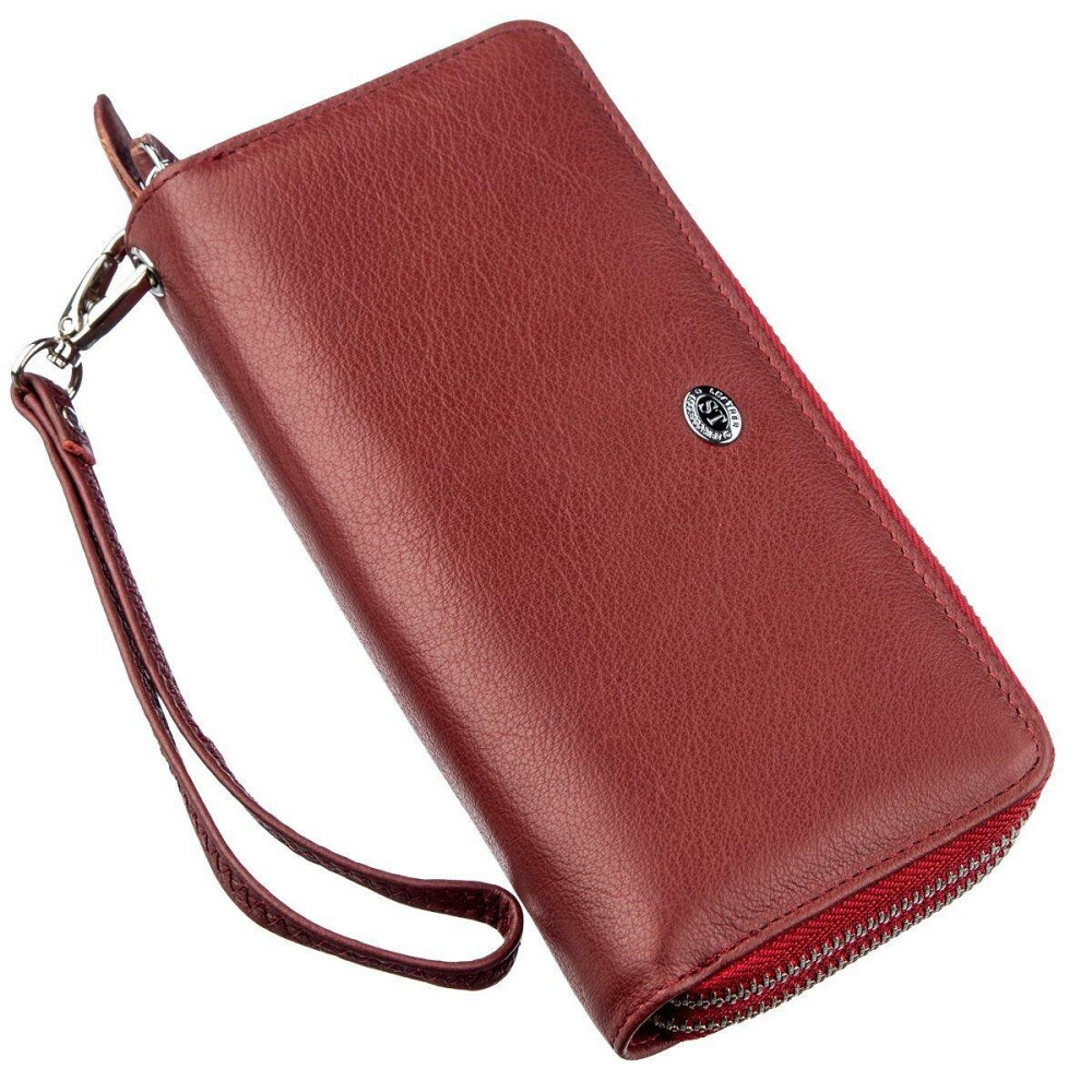 Жіночий багатофункціональний шкіряний гаманець-клатч червоний (ST Leather) Київ - фото 15