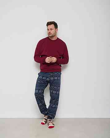 Чоловіча тепла піжама — Байка — штани в орнамент — Family look для пари Tom John 93430 Київ