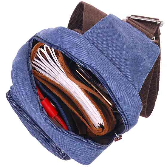 Компактна сумка через плече із щільного текстилю 21232 Vintage Синя Київ