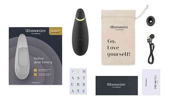Вакуумный клиторальный стимулятор Womanizer Premium 2 - Black, функции Autopilot и Smart Silence Sex Aura Киев