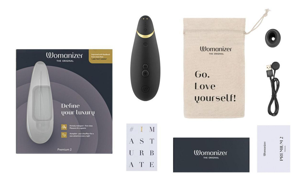 Вакуумный клиторальный стимулятор Womanizer Premium 2 - Black, функции Autopilot и Smart Silence Sex Aura Киев - изображение 6