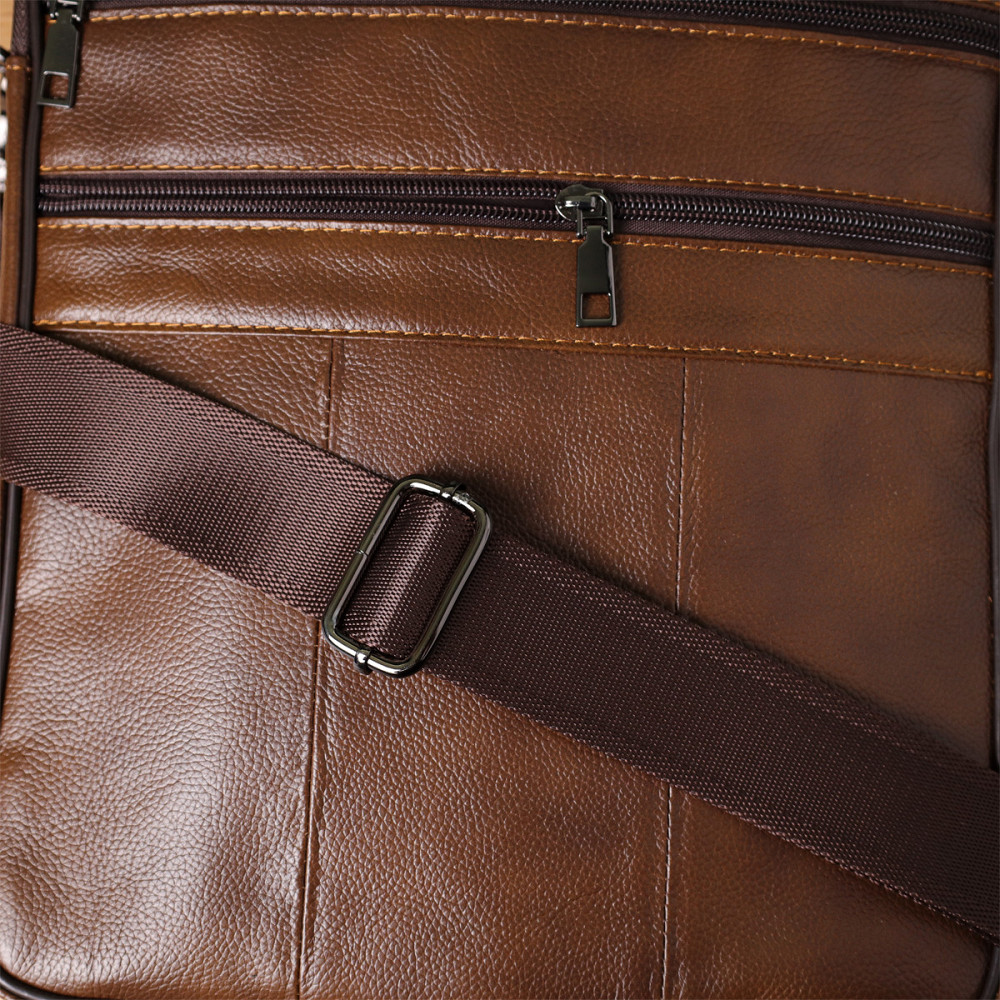 Сумка для чоловіків з ручкою для перенесення в руці з натуральної шкіри Коричневий (Vintage) Київ - фото 4