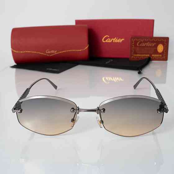 Жіночі сонцезахисні безоправні окуляри Cartier (803-1) Київ
