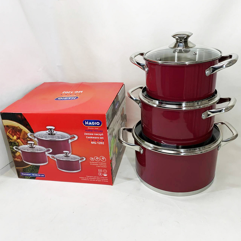 Набор качественных каструль MAGIO MG-1202 6 шт, Хорошие кастрюли, Кастрюля из нержавеющей стали YD-82 Львов - изображение 2